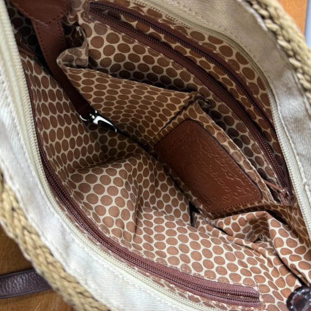 Brighton Summer Market Straw Purse Tan with Dark Brown Handles